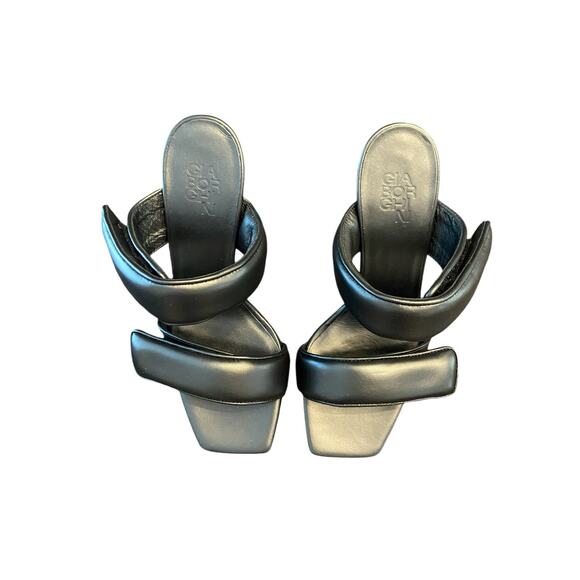 Gia Borghini X Pernille Teisbaek Perni Heel Sandals Square Toe Leather Velcro 36 - Picture 5 of 13